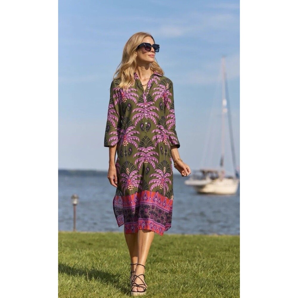 JUDE CONNALY Kallan Dress Cotton Voile, 3/4 Sleeves . Size XXL